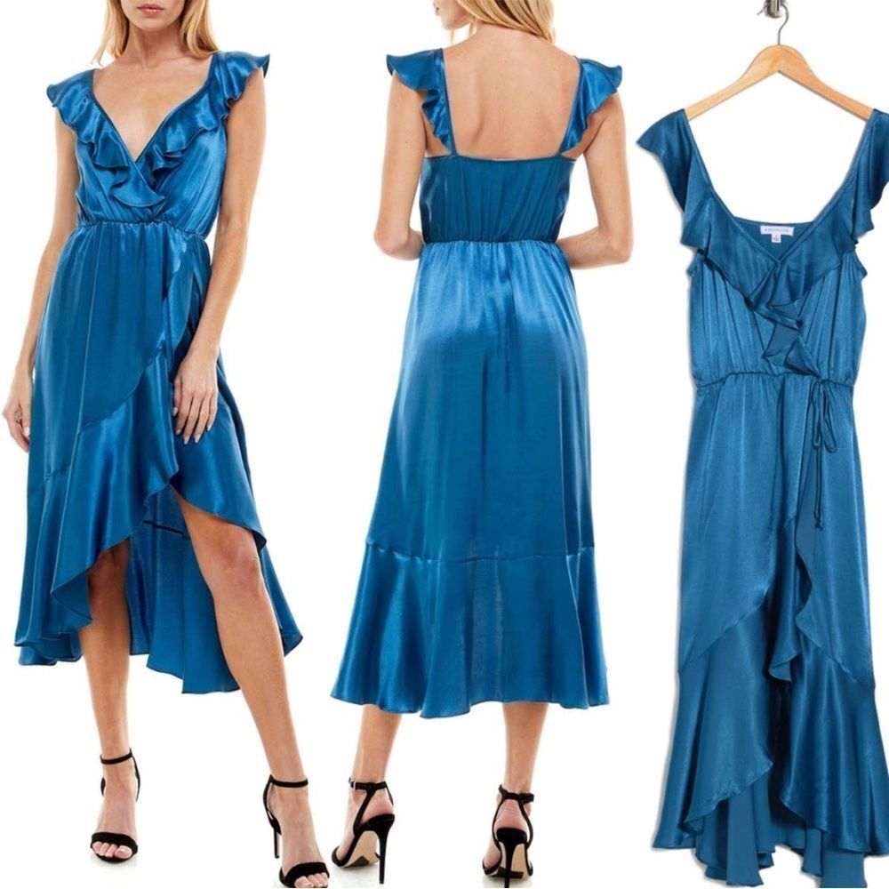Socialite satin wrap dress large